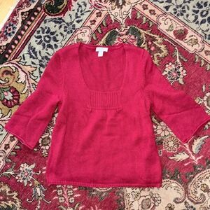 Ann Taylor Loft Sweater Womens Large Red Excellent Wool Cashmere Bell Sleeve Top